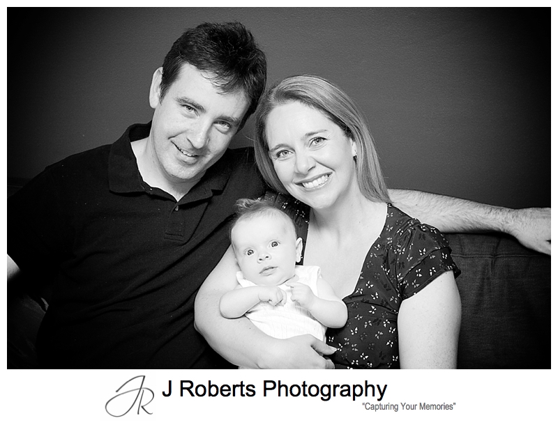 Family portrait of a baby girl with her parents - sydney baby portraits